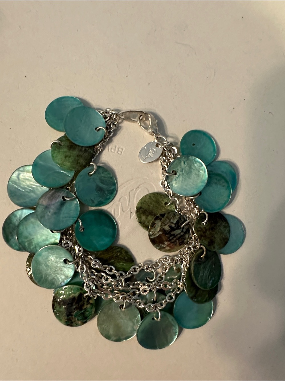 Teal Disc Charm Multi-Chain Bracelet - Women’s Jewelry